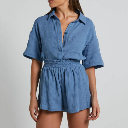 Single Breasted Loose Short Sleeves top & Shorts