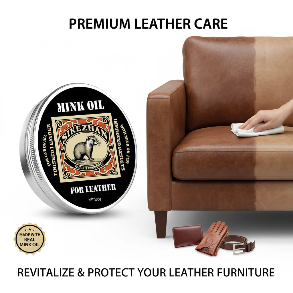 Mink Oil Leather Care Cream – Conditioner & Protector for Shoes, Bags, Jackets and Furniture, Nourish & Restore