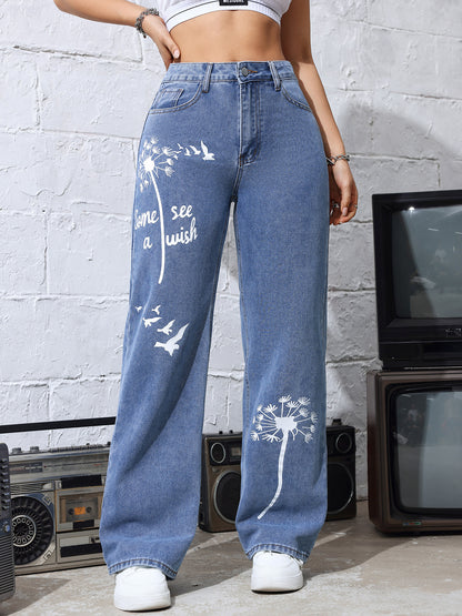 Women Printing Stylish Jeans