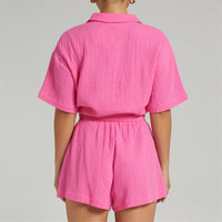 Single Breasted Loose Short Sleeves top & Shorts