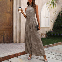 Elastic Waist High Collar Wide Leg Jumpsuit