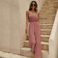 Elastic Waisted Wide Leg Jumpsuit