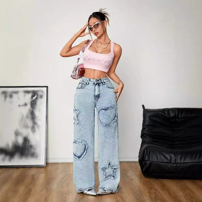 Retro Embroidered Jeans