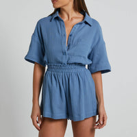 Single Breasted Loose Short Sleeves top & Shorts